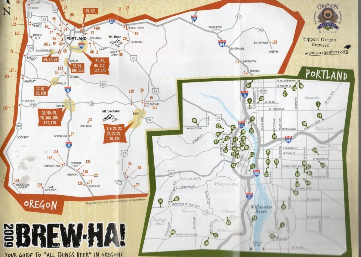kaart van brouerye in Portland Oregon 