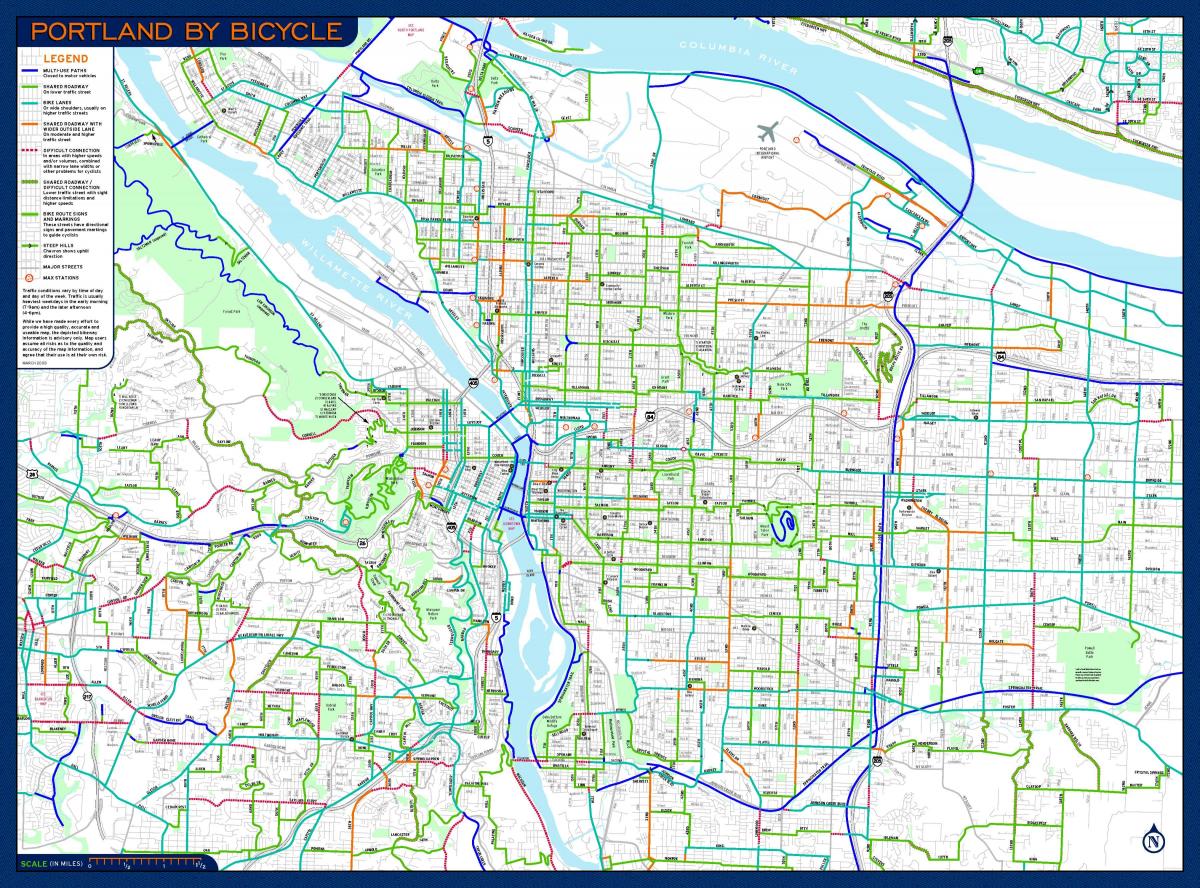 kaart van Portland fiets