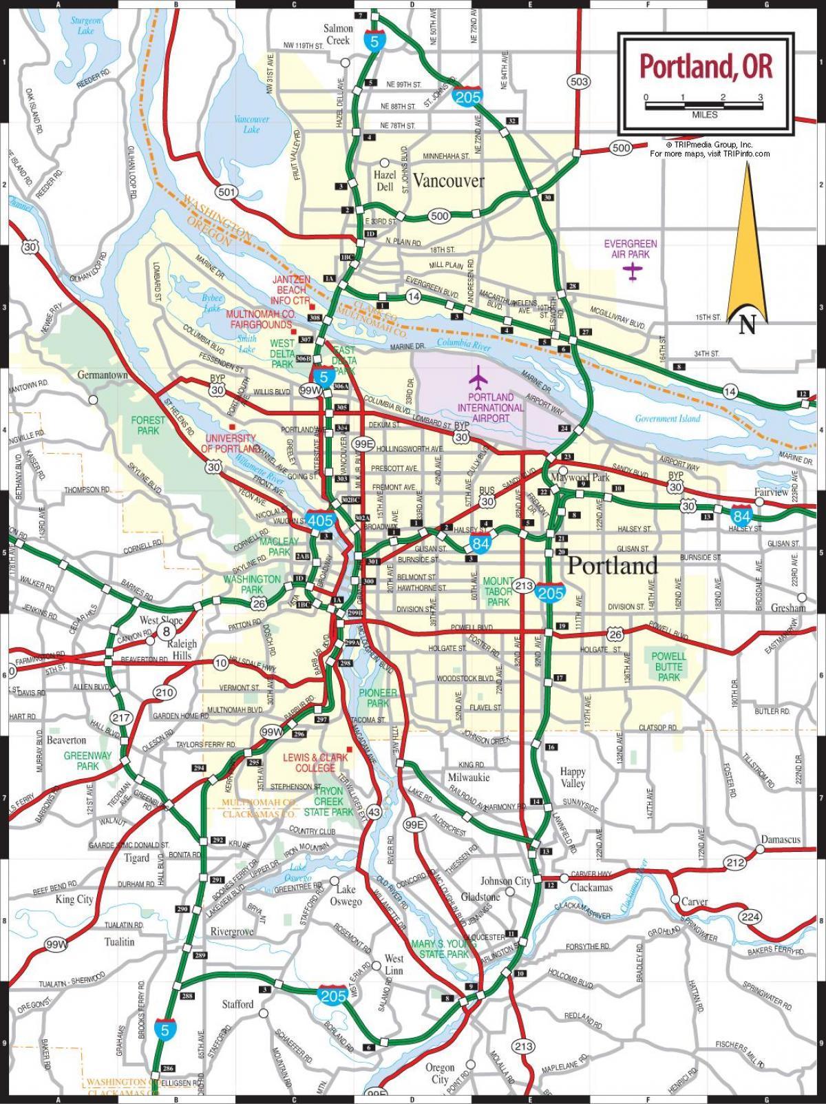 kaart van Portland of area