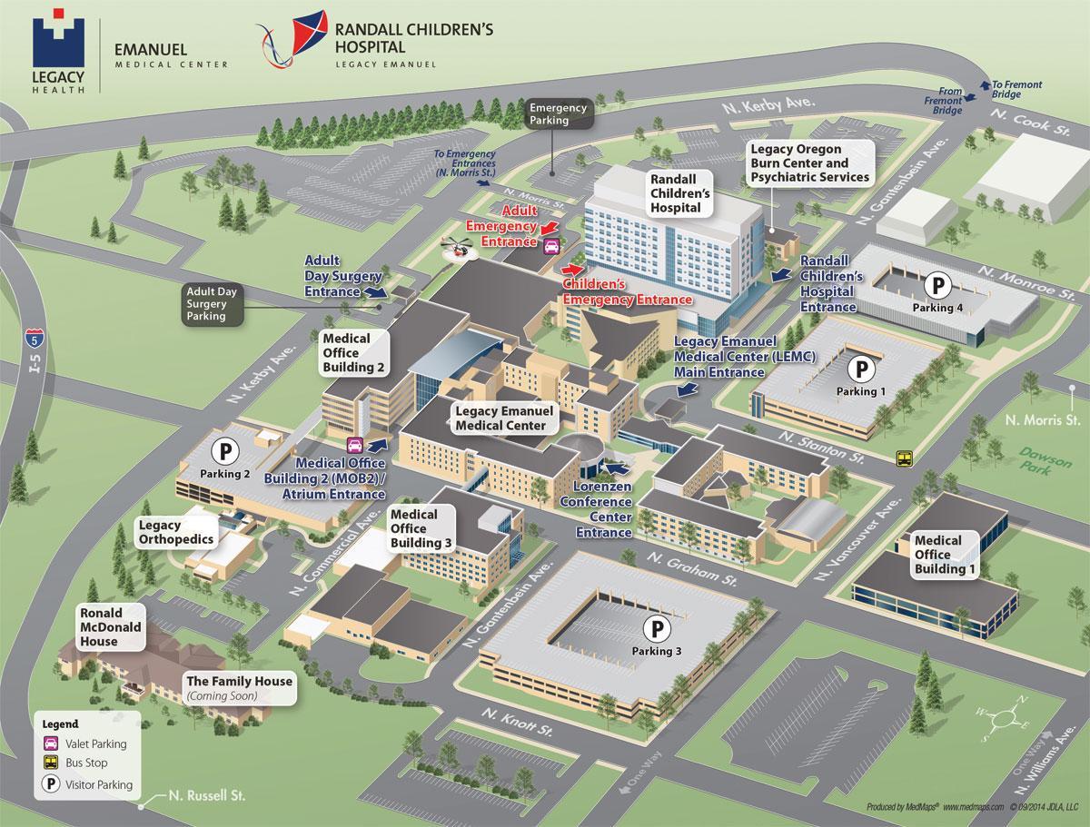 kaart van Portland hospitaal