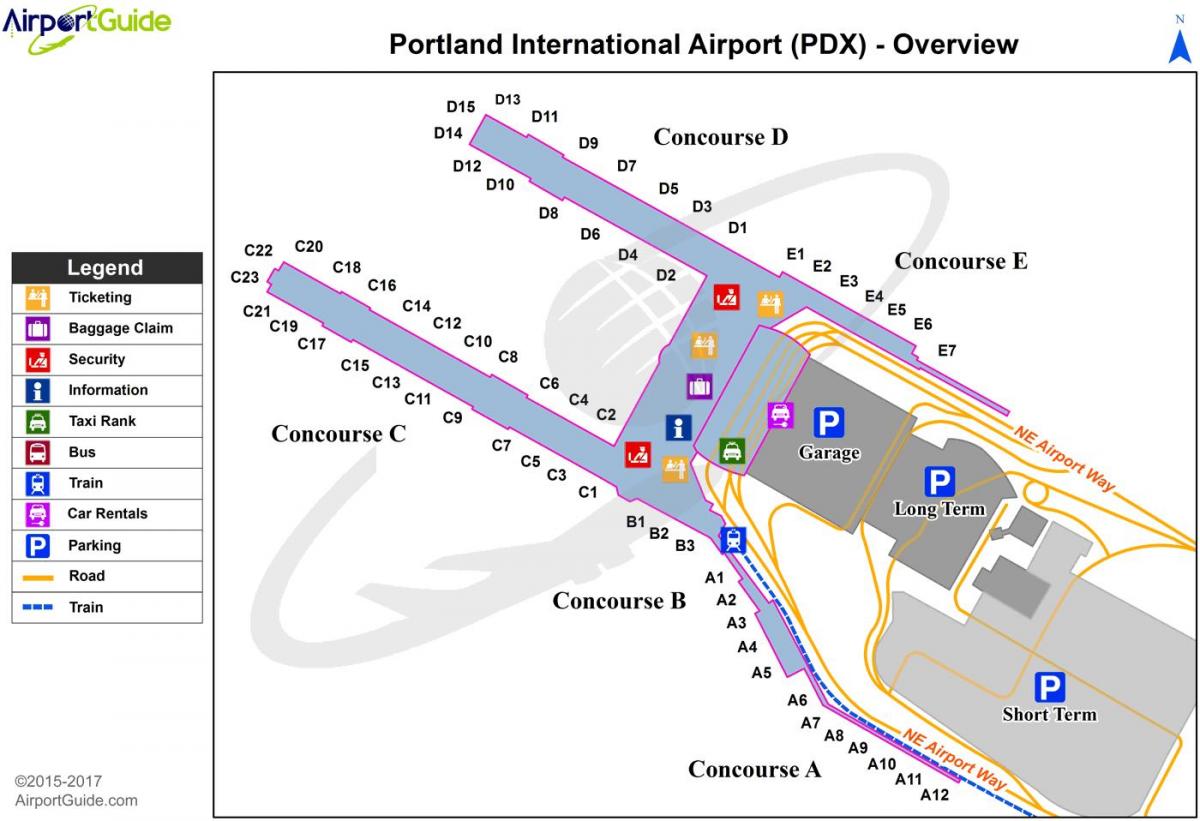 kaart van Portland internasionale lughawe