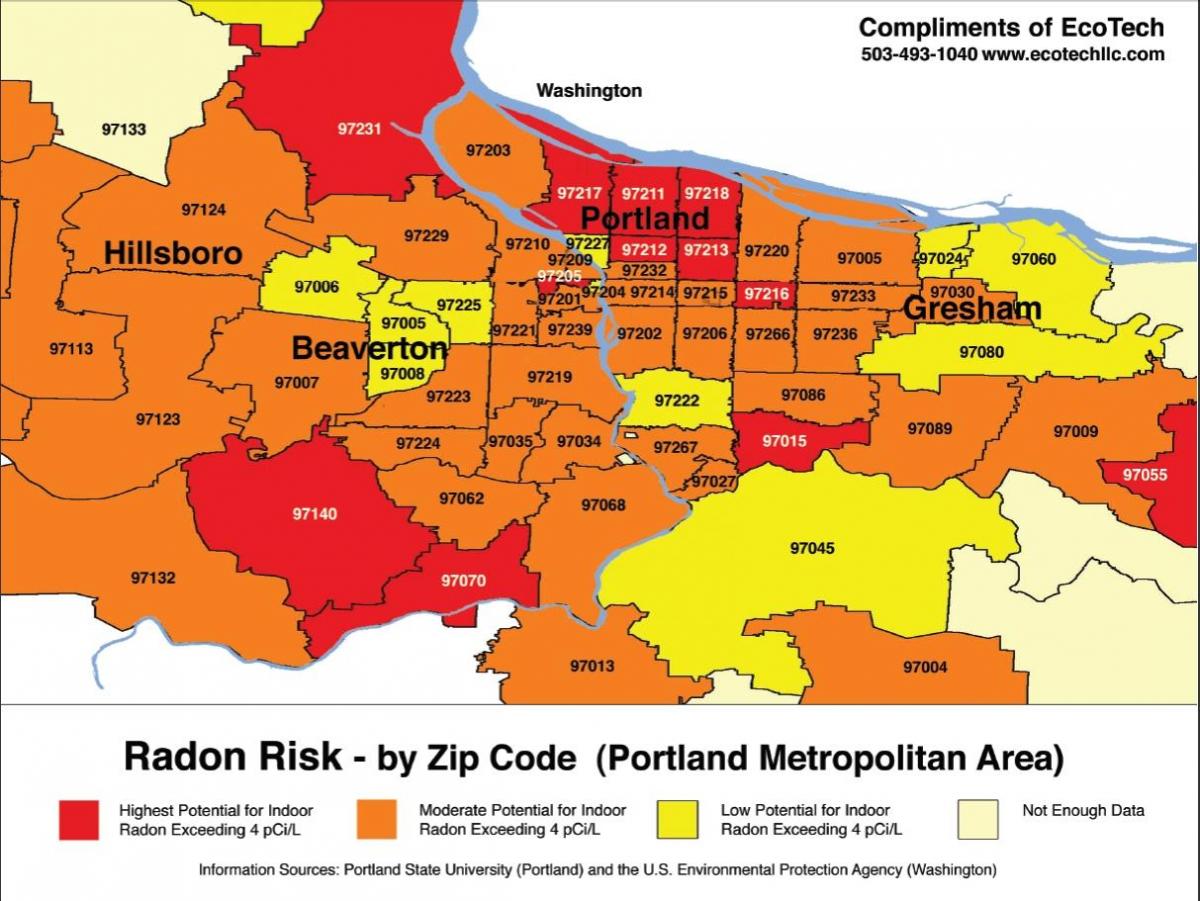 zip-kode kaart Portland
