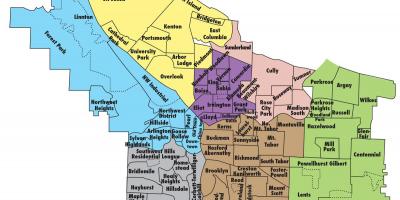 Kaart van Portland distrikte